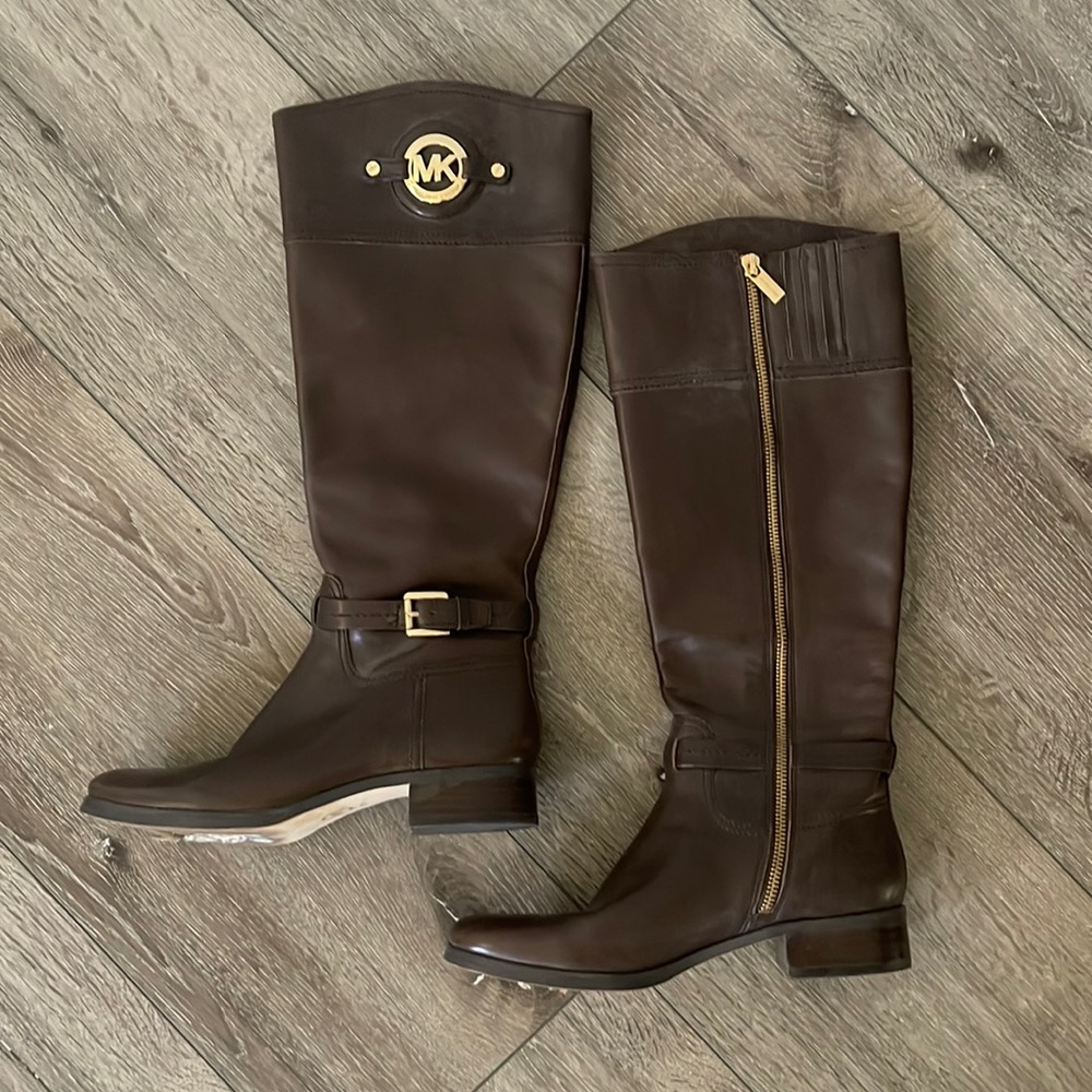 Brown Tall Leather Michael Kors Riding Boots